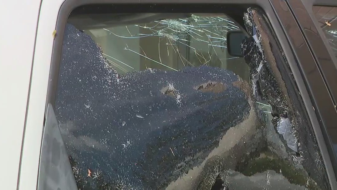 City vehicles damaged by hail